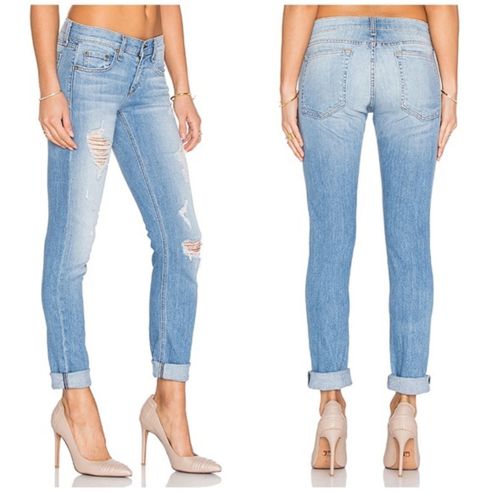 Rag & Bone Dre Slim Boyfriend Jeans Rosslyn Medium Wash Distressed 28